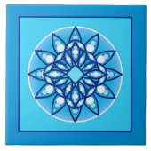 Mandala-Muster in Türkis und Blau Fliese (Vorderseite)