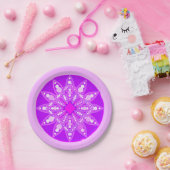Mandala-Muster in Violett, Orchideen und Rosa Pappteller (Party)
