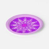 Mandala-Muster in Violett, Orchideen und Rosa Pappteller (Schrägansicht)