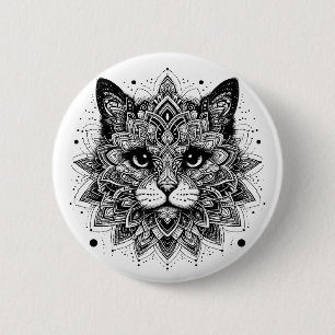Mandala-Muster-Katze-Design Button