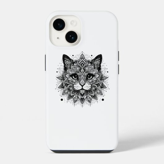 Mandala-Muster-Katze-Design iPhone Hülle (Rückseite)