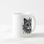 Mandala-Muster-Katze-Design Kaffeetasse (VorderseiteRechts)