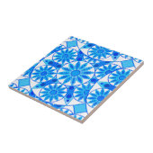 Mandala-Muster, Kobalt, Türkis und Weiß Fliese (Seite)