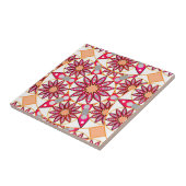 Mandala-Muster, Korallen, Pfirsich, Weiß und Grau Fliese (Seite)