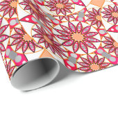 Mandala-Muster, Korallen, Pfirsich, Weiß und Grau Geschenkpapier (Rolleneckpunkt)