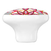 Mandala-Muster, Korallen, Pfirsich, Weiß und Grau Keramikknauf (Seitenansicht)