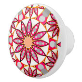 Mandala-Muster, Korallen, Pfirsich, Weiß und Grau Keramikknauf (Rechts)