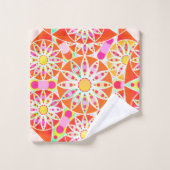 Mandala Muster, Korallenrot, Rosa, Gold Badhandtuch Set (Waschlappen)