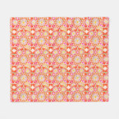 Mandala Muster, Korallenrot, Rosa, Gold Fleecedecke (Vorderseite (Horizontal))