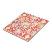 Mandala-Muster, korallenrot, rosa, gold Fliese (Seite)