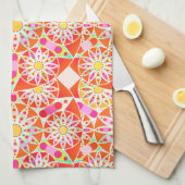 Mandala Muster, Korallenrot, Rosa, Gold Geschirrtuch (Viertel Falte)