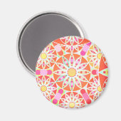 Mandala-Muster, korallenrot, rosa, gold Magnet (Vorderseite/Rückseite)