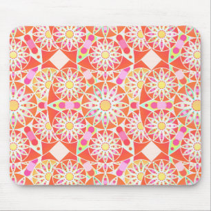 Mandala-Muster, korallenrot, rosa, gold Mousepad