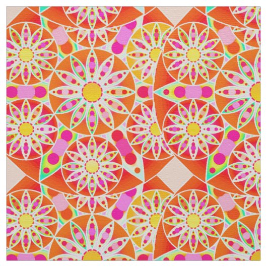 Mandala-Muster, korallenrot, rosa, gold Stoff (Muster)