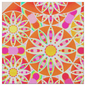 Mandala-Muster, korallenrot, rosa, gold Stoff (Nahaufnahme)