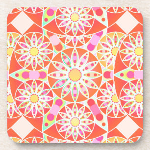Mandala-Muster, korallenrot, rosa, gold Untersetzer