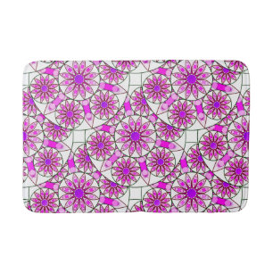 Mandala-Muster, Lavendel, rosa, heißrosa, weiß Badematte