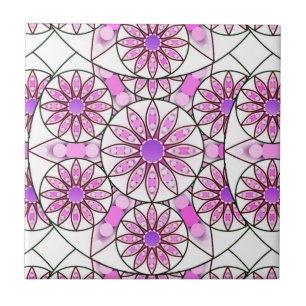 Mandala-Muster, Lavendel, rosa, heißrosa, weiß Fliese