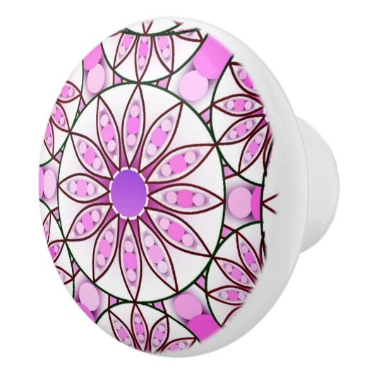 Mandala-Muster, Lavendel, rosa, heißrosa, weiß Keramikknauf (Rechts)