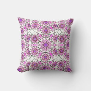 Mandala-Muster, Lavendel, rosa, heißrosa, weiß Kissen