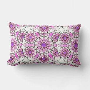 Mandala-Muster, Lavendel, rosa, heißrosa, weiß Lendenkissen
