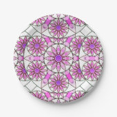 Mandala-Muster, Lavendel, rosa, heißrosa, weiß Pappteller (Vorderseite)