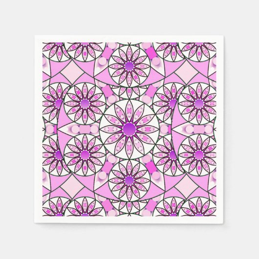 Mandala-Muster, Lavendel, rosa, heißrosa, weiß Serviette (Vorderseite)