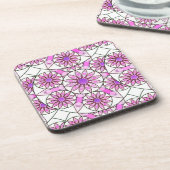 Mandala-Muster, Lavendel, rosa, heißrosa, weiß Untersetzer (Linke Seite)