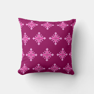 Mandala-Muster mit vier Punkten, Pink und Pflaume Kissen