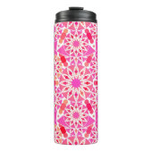 Mandala Muster, Pink- und Korallenfarben Thermosbecher (Vorderseite)