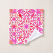 Mandala-Muster, Pink- und Korallenschattierungen Badhandtuch Set (Waschlappen)