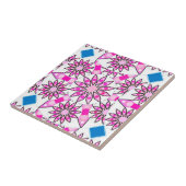 Mandala-Muster, rosa, heißrosa, kobaltblau Fliese (Seite)