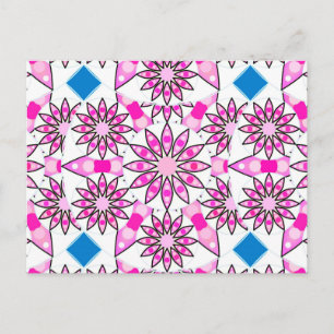 Mandala-Muster, rosa, heißrosa, kobaltblau Postkarte