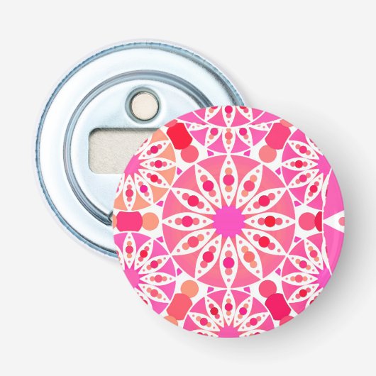 Mandala-Muster, Rosa- und Korallenfarben Flaschenöffner (Vorderseite)