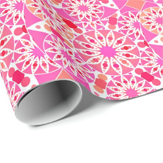 Mandala-Muster, Rosa- und Korallenfarben Geschenkpapier (Rolleneckpunkt)