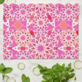 Mandala-Muster, Rosa- und Korallenfarben Geschirrtuch (Gefaltet)