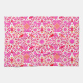 Mandala-Muster, Rosa- und Korallenfarben Geschirrtuch (Horizontal)