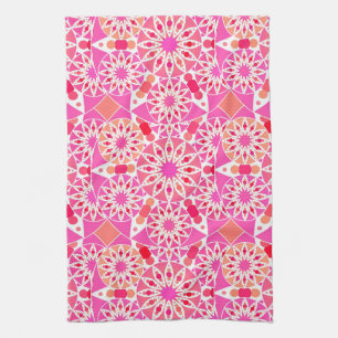 Mandala-Muster, Rosa- und Korallenfarben Geschirrtuch