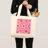 Mandala-Muster, Rosa- und Korallenfarben Jumbo Stoffbeutel (Vorderseite (Produkt))