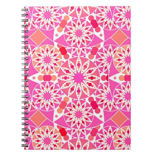 Mandala-Muster, Rosa- und Korallenfarben Notizblock (Vorderseite)