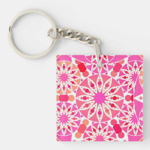 Mandala-Muster, Rosa- und Korallenfarben Schlüsselanhänger