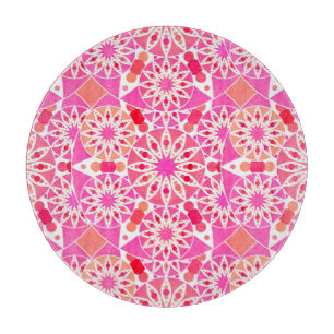 Mandala-Muster, Rosa- und Korallenfarben Schneidebrett