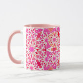 Mandala-Muster, Rosa- und Korallenfarben Tasse (Links)