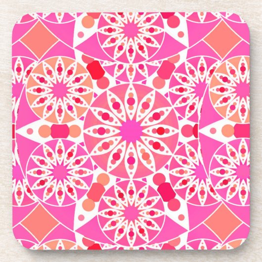 Mandala-Muster, Rosa- und Korallenfarben Untersetzer (Vorderseite)