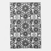 Mandala-Muster, schwarz, weiß und grau  Geschirrtuch (Vertikal)