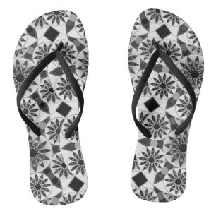 Mandala Muster , schwarz, weiß und grau / grau Badesandalen