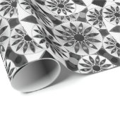 Mandala Muster , schwarz, weiß und grau / grau Geschenkpapier (Rolleneckpunkt)