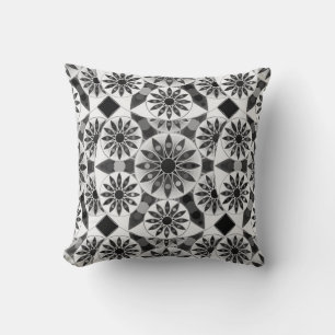 Mandala Muster , schwarz, weiß und grau / grau Kissen