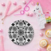 Mandala Muster , schwarz, weiß und grau / grau Pappteller (Party)