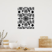 Mandala-Muster, schwarz, weiß und grau Poster (Küche)